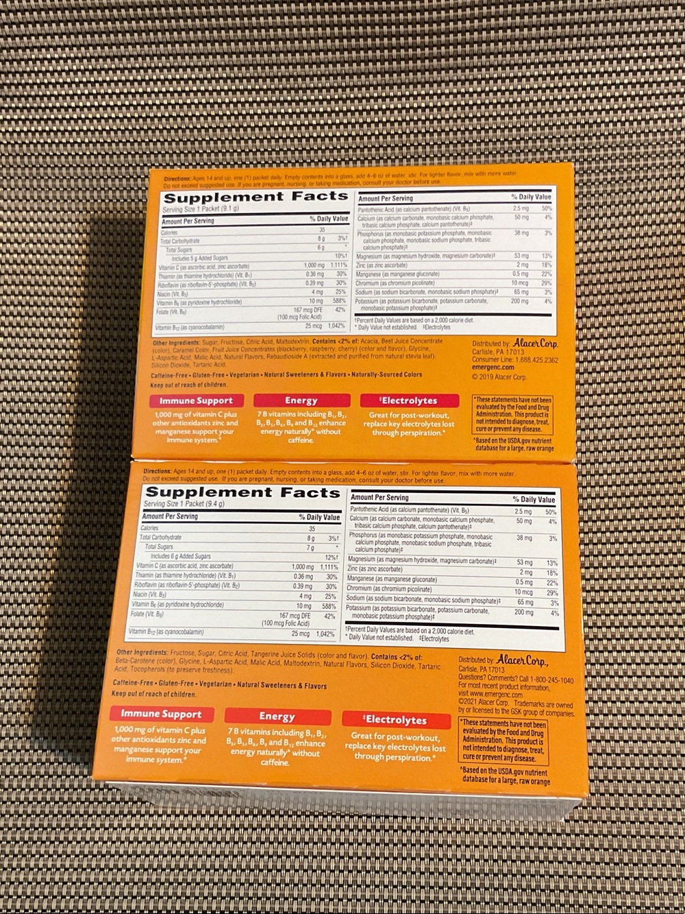 Emergen-C 1,000 mg Vitamin C Raspberry & Tangerine Packets - Picture 2 of 2